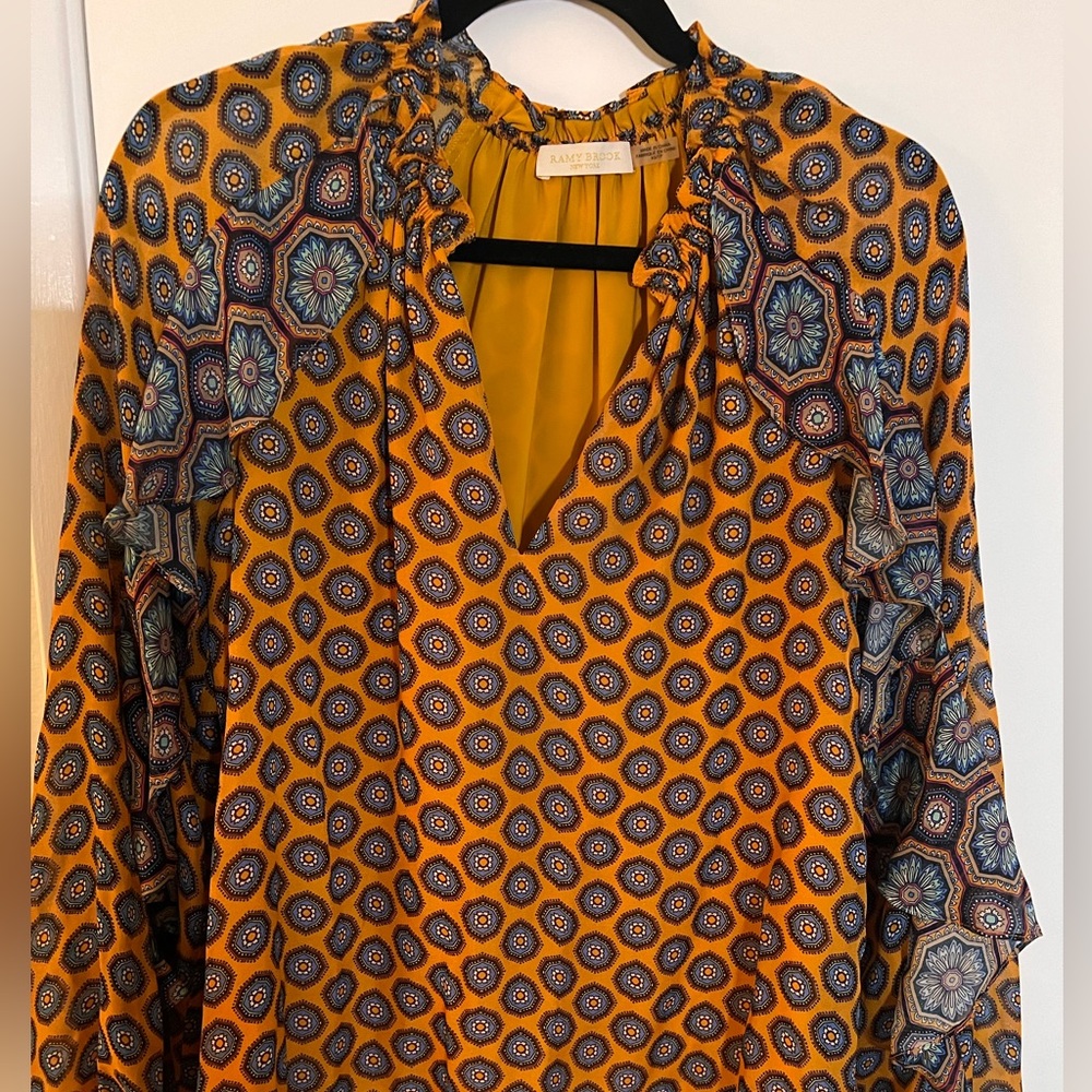 Ramy Brook ruffled bell sleeve blouse XS